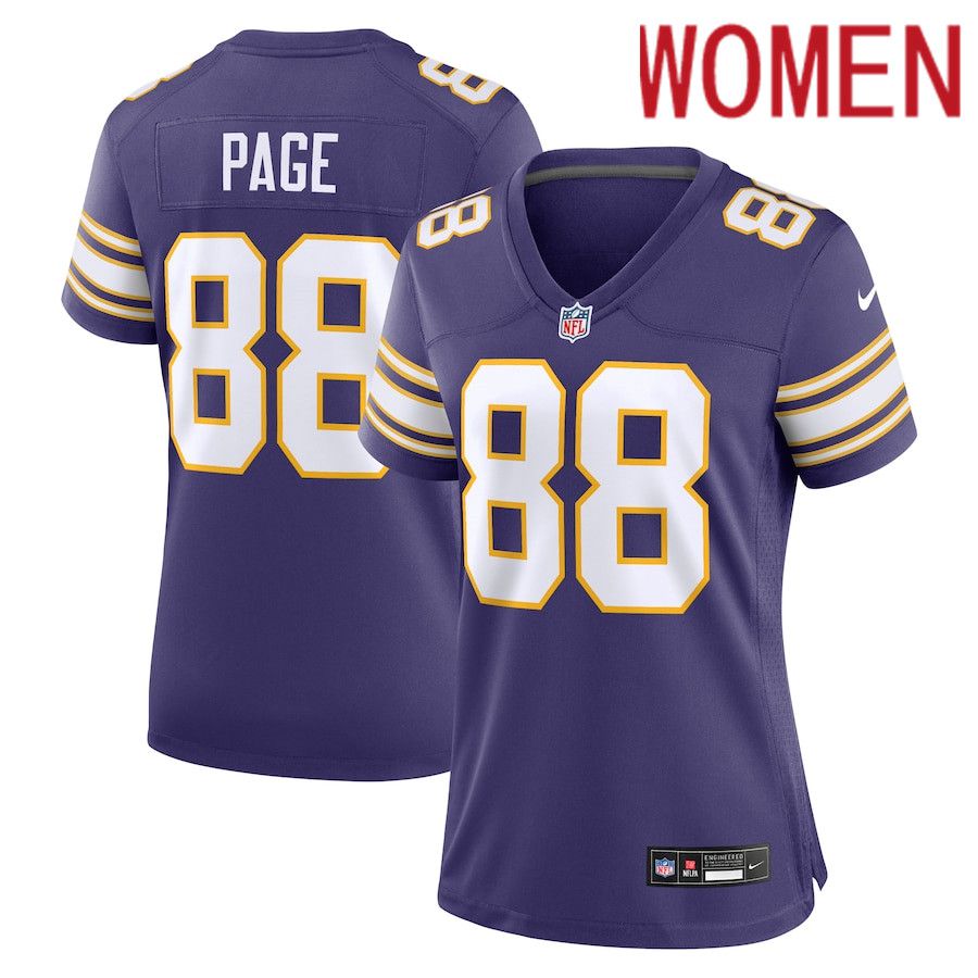 Women Minnesota Vikings #88 Alan Page Nike Purple Classic Retired Player NFL Jersey->women nfl jersey->Women Jersey